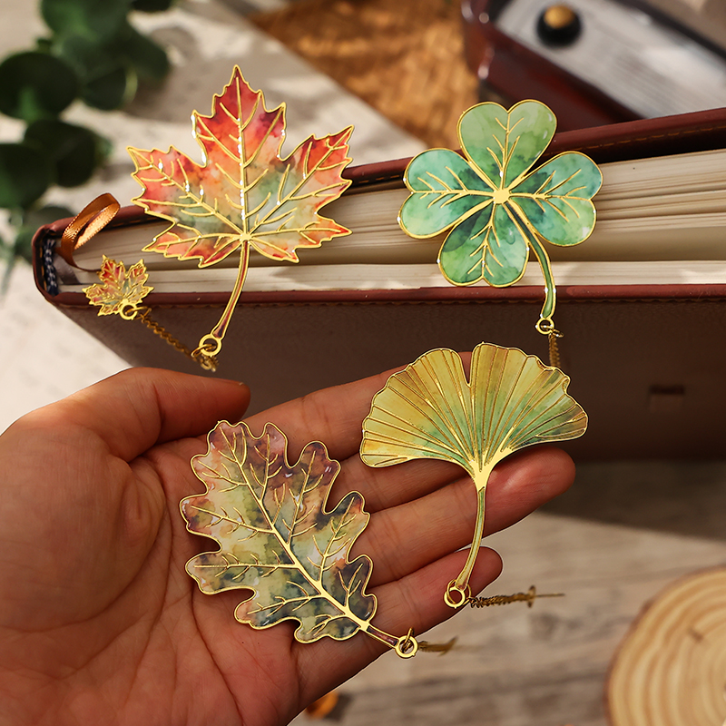 创意精致树叶金属书签学生阅读标记书页夹儿童节日礼物生日伴手礼文具奖品纪念文创小礼品高颜值挂链装饰书夹