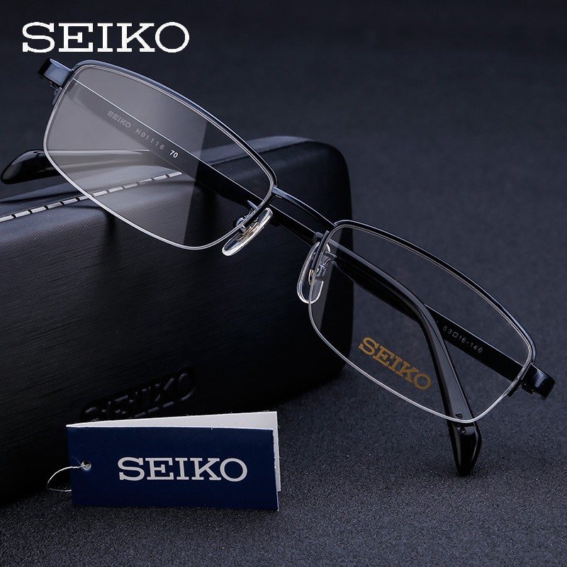 seiko精工眼镜框 商务男款超轻纯钛眼镜架半框近视眼镜配镜h01116