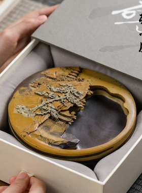 张小凤孤品砚台苴却砚大师手作天然原石老坑攀枝花墨条可研墨手工雕刻书法专用高档文房四宝精品高档收藏送礼