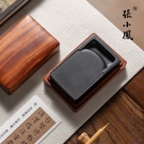 张小凤 Одиночная ее чернильная камня, оригинальный камень из чернильного камня Anhui, рисунок золотой звезды, прекрасное высококачественное исследование, четыре сокровища, чернильные полоски, тонкая резьба вручную и полировку естественного небольшого обычного чернильного камня, портативный подарок