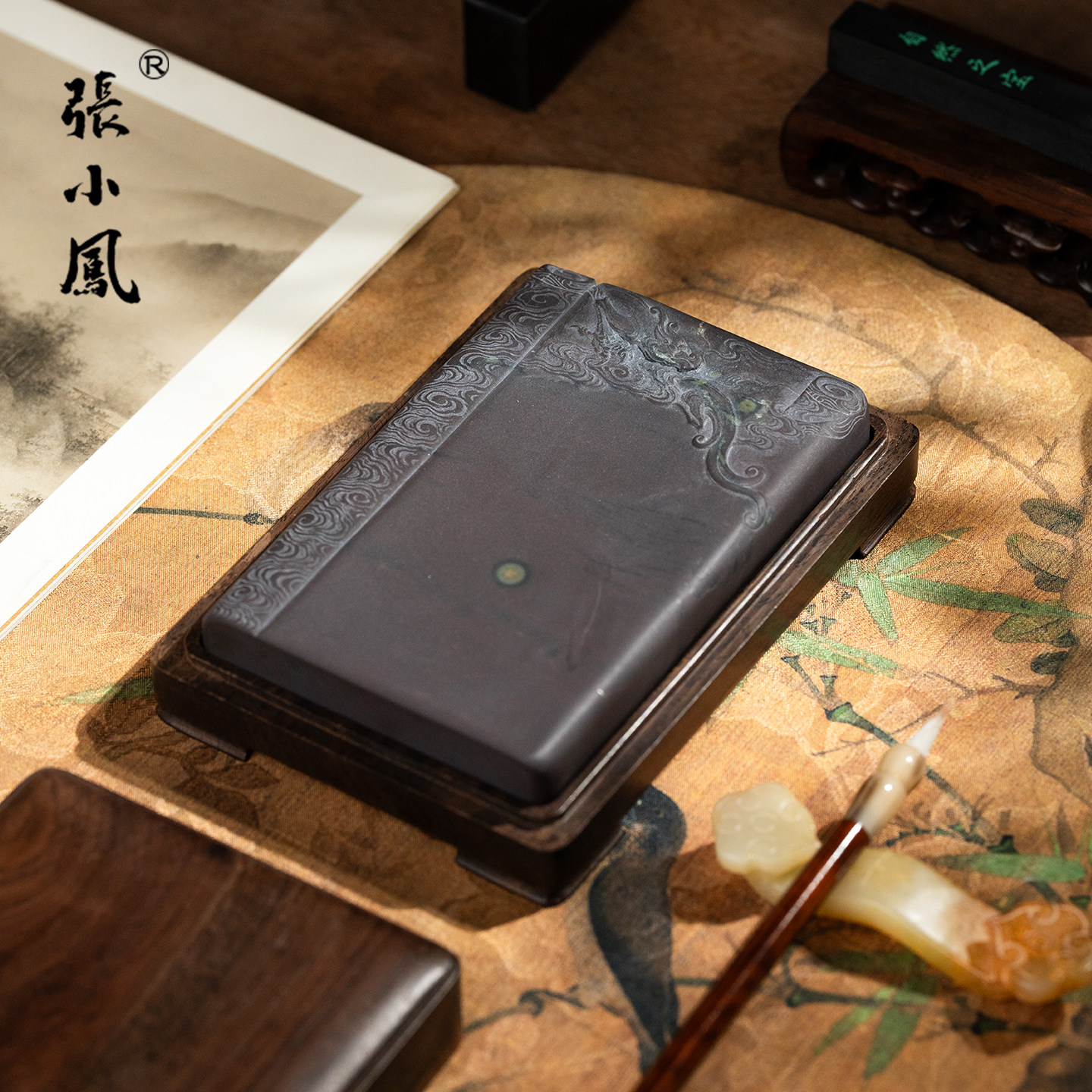 【孤品】张小凤 《云螭藏卷砚》 肇庆坑仔端砚砚台天然原石手工雕刻可研磨书法专用精品高端雅玩文房收藏送礼