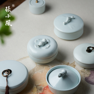 张小凤陶瓷火锅小砚台毛笔书法专用初学者防蒸发墨条防干不干墨墨水歙砚可研墨小楷墨汁墨盘墨盒墨砚墨池瓷器