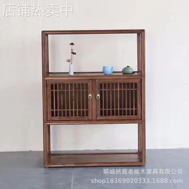 新中式老榆木餐边柜禅意可移动茶水柜实木靠墙储物柜茶叶收纳柜