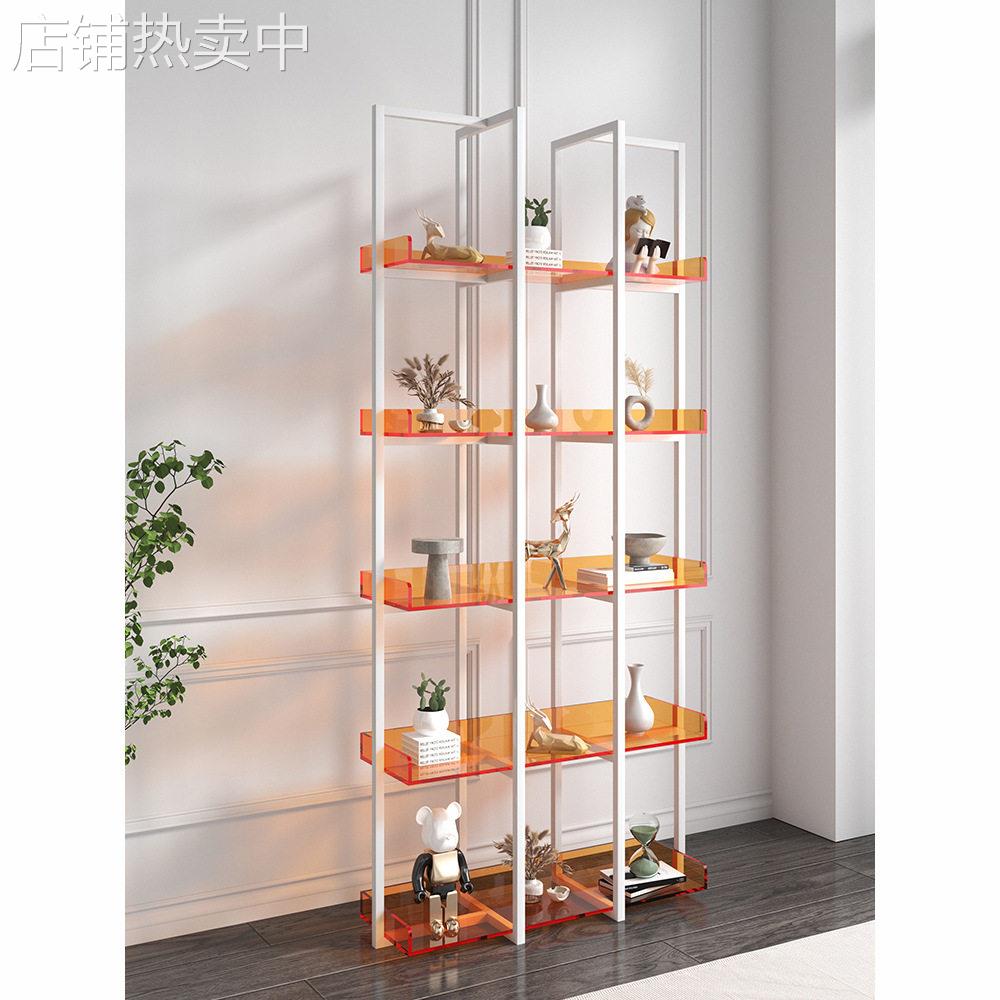 北欧简约铁艺亚克力置物书架多层落地靠墙展示架家用服装店装饰架