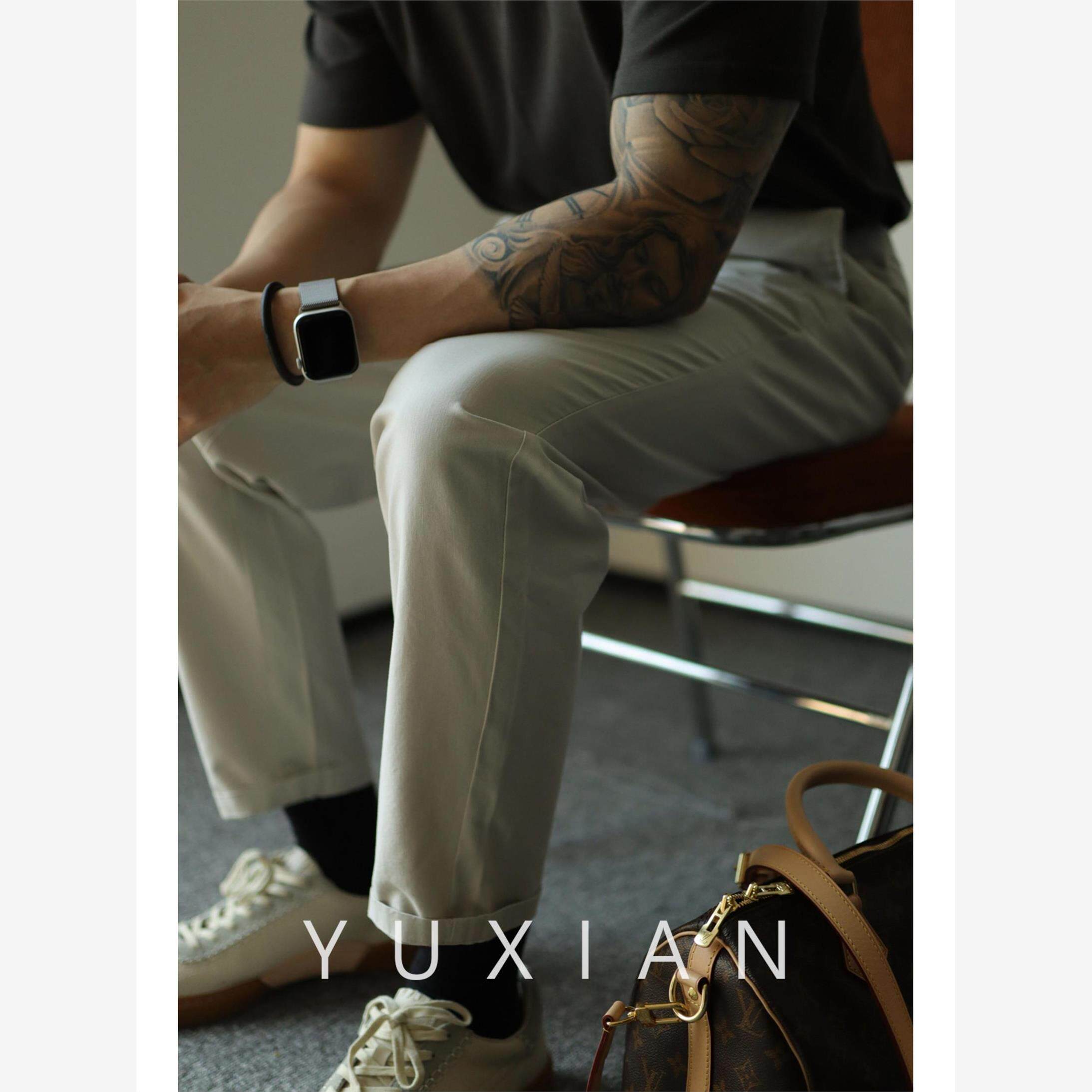 YUXIAN余闲春夏季天丝垂感九分轻熟高级感休闲商务直筒长裤修身男图片