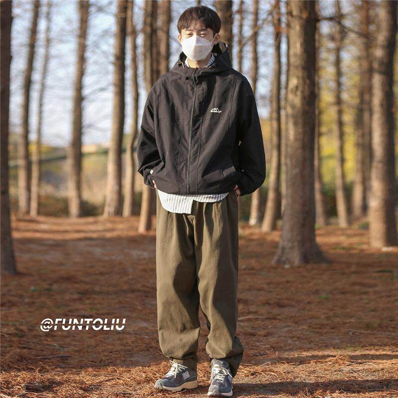 其卡色裤子男季薄男款日夏zzm23021系直筒长裤宽松休闲男生夏天工