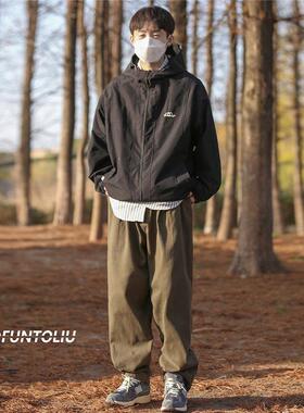 其卡色裤子男季薄男款日夏zzm23021系直筒长裤宽松休闲男生夏天工