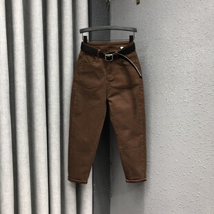 咖啡色哈伦牛仔裤 女欧货25春夏宽松休闲百搭显瘦小脚萝卜老爹垮裤