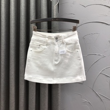 白色高腰牛仔短裙女2025年夏天时尚弹力修身显瘦A字半身包臀裙子
