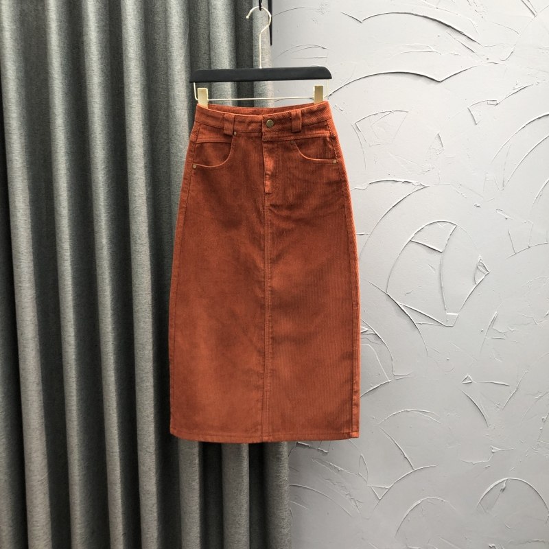 韩版高腰灯芯绒半身裙女2025秋季时尚减龄百搭开叉一步中长A字裙,女装/女士精品,半身裙,淘宝优惠券,粉丝福利购,淘宝优惠卷