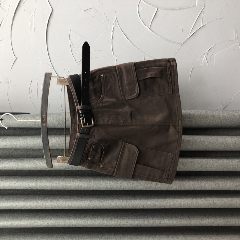 咖啡色高腰显瘦牛仔短裙女装