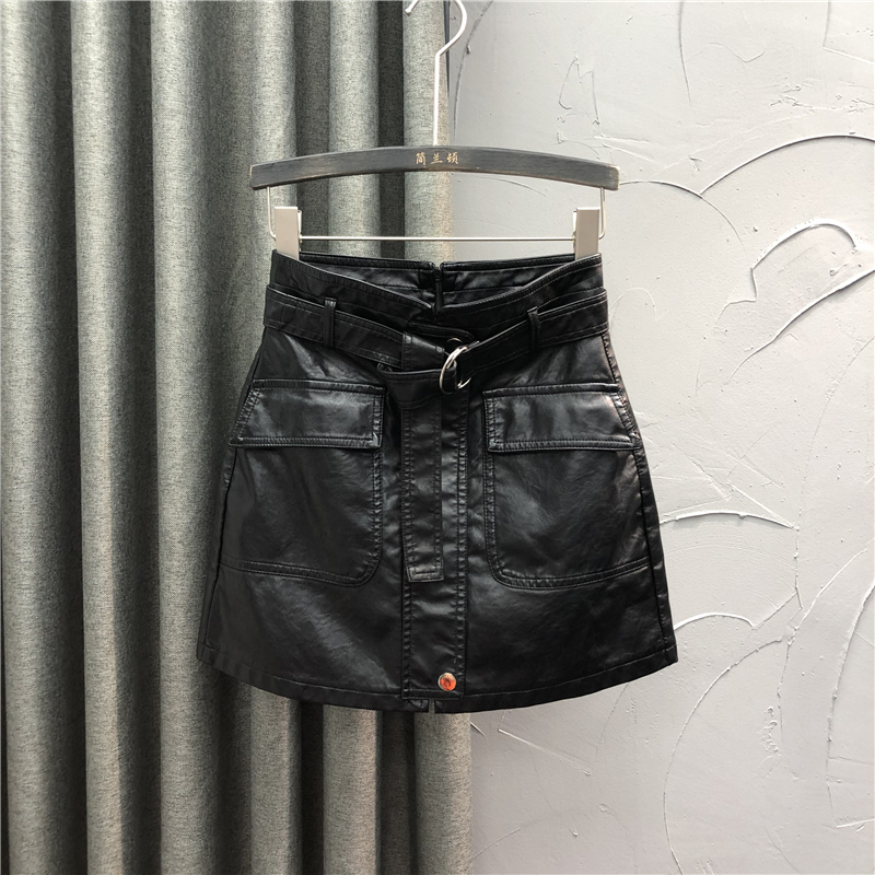 欧货高腰PU皮裙女2025新款秋季修身显瘦百搭时尚打底半身A字短裙