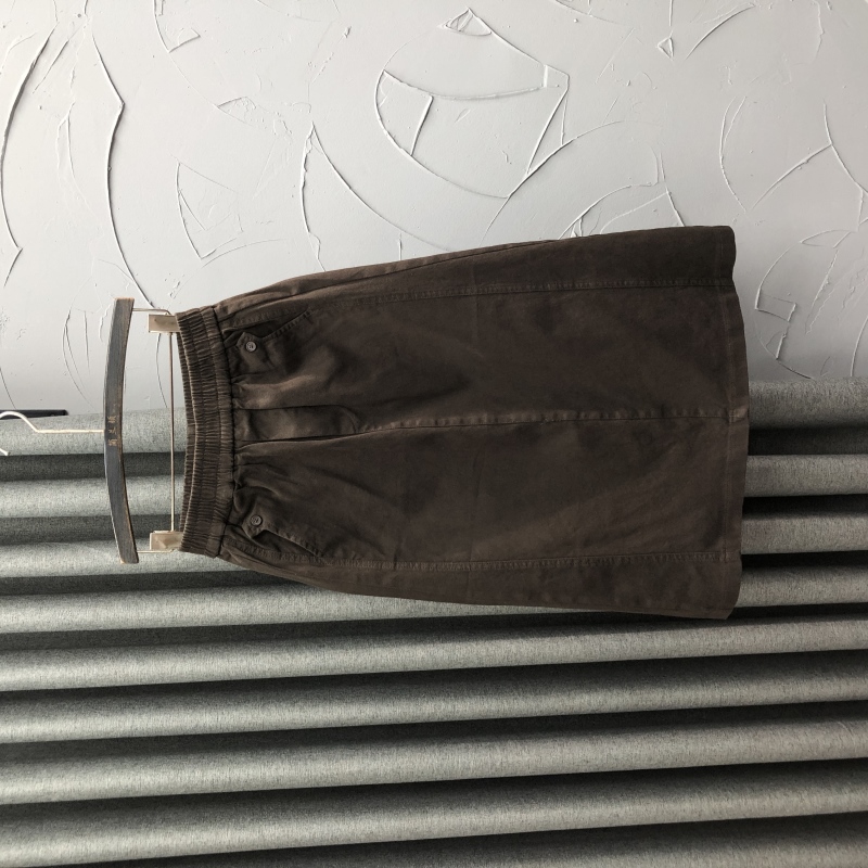 咖啡色松紧腰休闲半身裙女