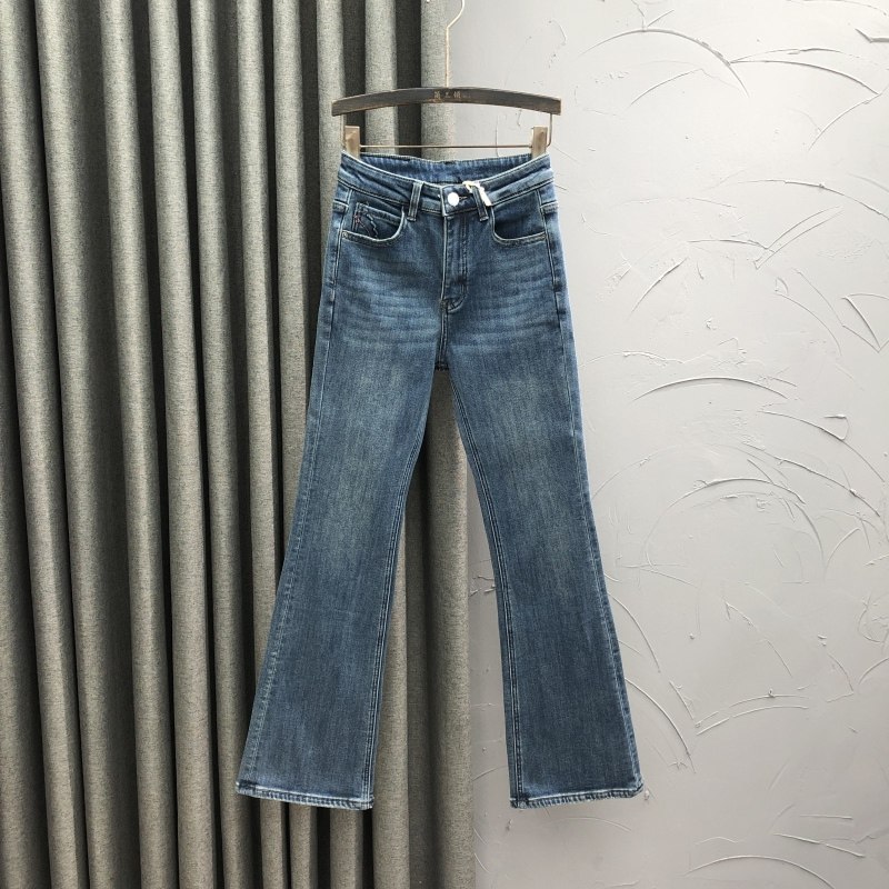 韩版高腰加绒微喇牛仔裤女秋冬时尚休闲百搭宽松直筒阔脚喇叭裤潮