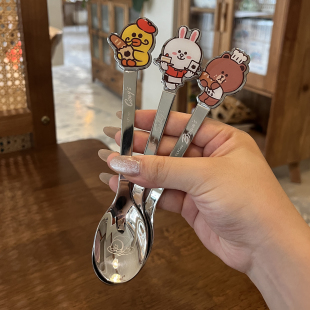【LINE FRIENDS系列】卡通勺子不锈钢加厚汤勺儿童吃饭勺叉套装