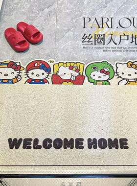 地垫入户门垫大门口丝圈进门垫pvc脚垫KT猫垫子入户地毯可定制
