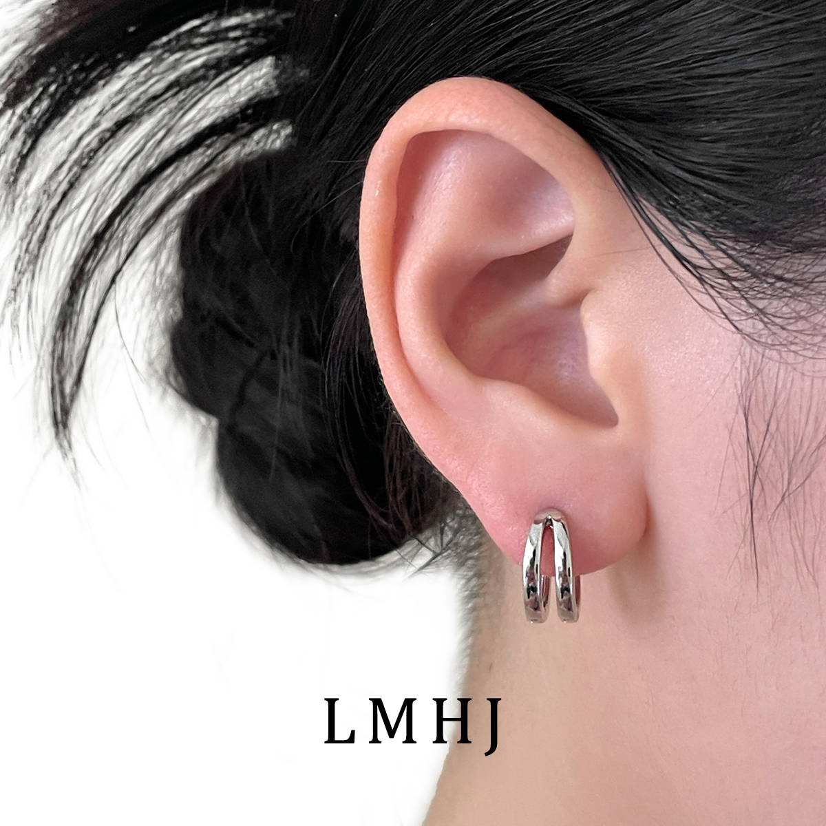 钛钢耳圈双圈耳环女耳扣