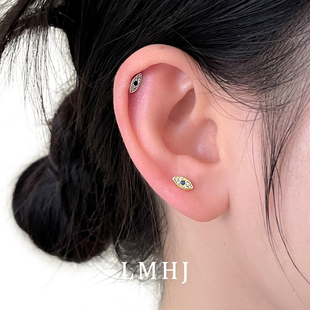 恶魔之眼钛钢耳钉螺丝拧扣平底耳饰设计感耳骨钉女高端精致耳蜗钉