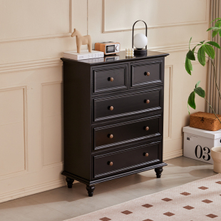 美式斗柜全实木卧室靠墙储物柜床尾置物柜客厅收纳柜艺术感五斗柜