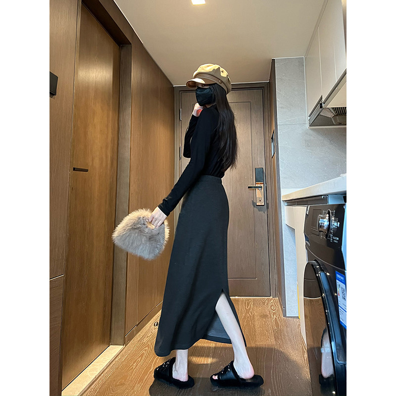 灰色羊毛半身裙女秋冬款