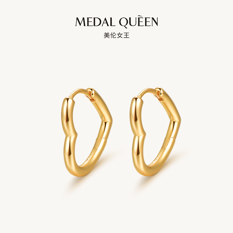 爱心纯银耳环S925轻奢素圈耳钉女