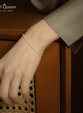 小米珠淡水珍珠手链女S925银 ins小众设计天然珍珠银精致细巴洛克