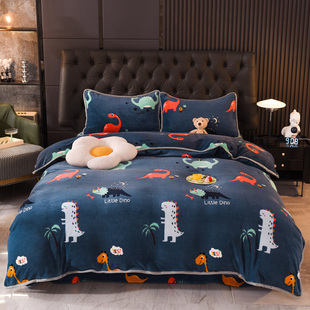 可定制被套单件牛奶绒保暖四件套学生床笠床单被套儿童卡通三件套