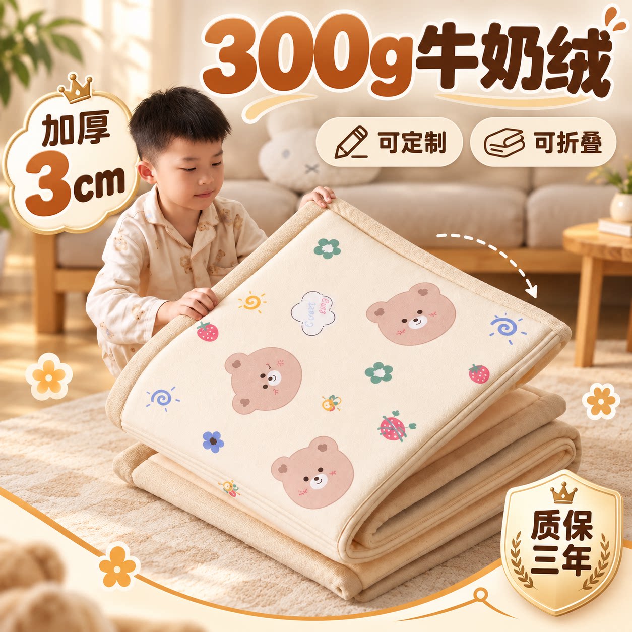 牛奶绒加厚保暖床垫地垫家用榻榻米床褥儿童爬爬垫打地铺地板睡垫