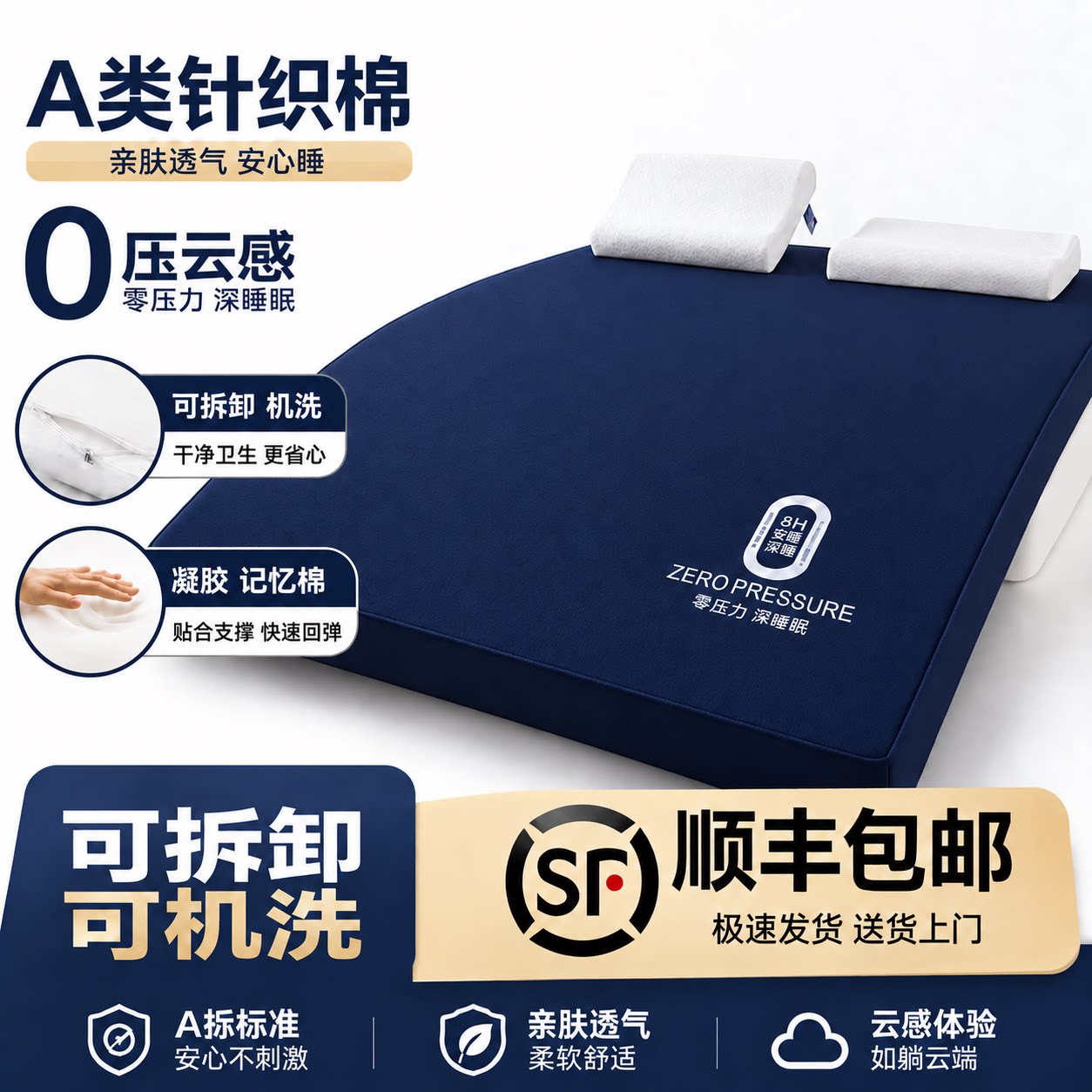 A类针织棉床垫凝胶记忆绵抗菌零压软垫学生宿舍单人租房专用褥子