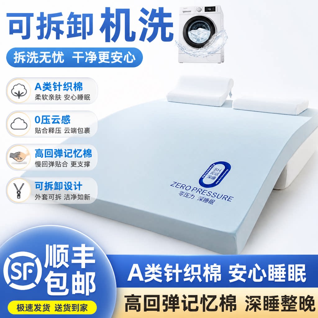 可拆洗A类针织记忆棉软垫90x190图片