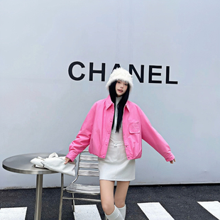 2024冬新款小个子短款外套翻领时尚简约合身甜美气质轻薄羽绒服