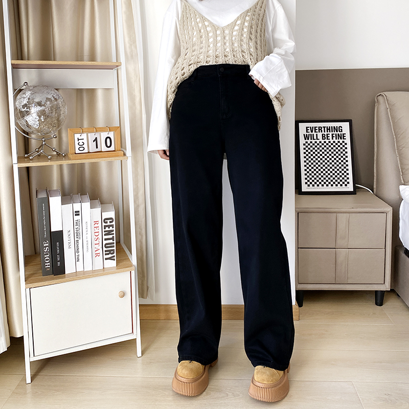 大爽家大码牛仔裤加绒直筒裤秋冬