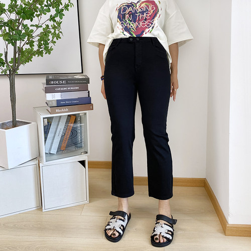 大码女装法棍裤显瘦烟管牛仔裤子