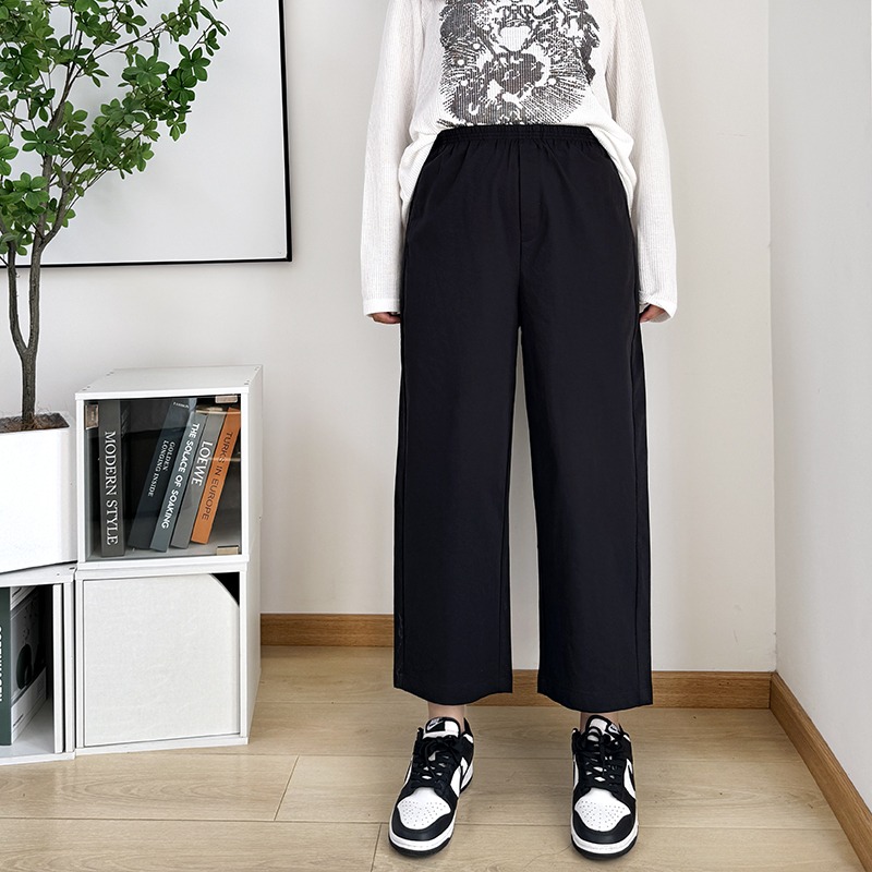大码女装黑色直筒裤夏薄款奶奶裤