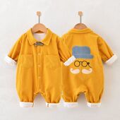 婴儿连体衣双层加厚外套春秋冬季 新生儿外穿哈衣 网红宝宝衣服长袖