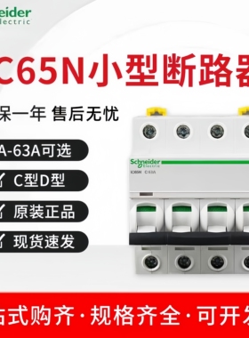 施耐德小型断路器IC65N/C型D型1P2P3P4P空开16A25A32A40A50A63A