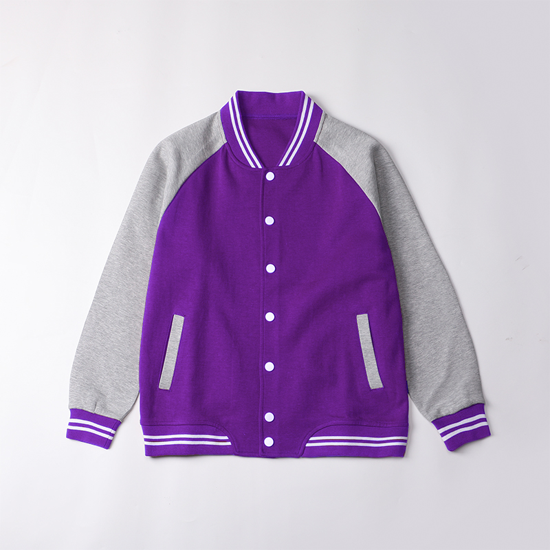 小学生校服外套男女童紫色棒球服拼色外套学院风条纹袖口儿童上衣