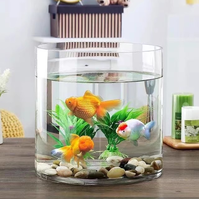 透明玻璃直筒圆形鱼缸