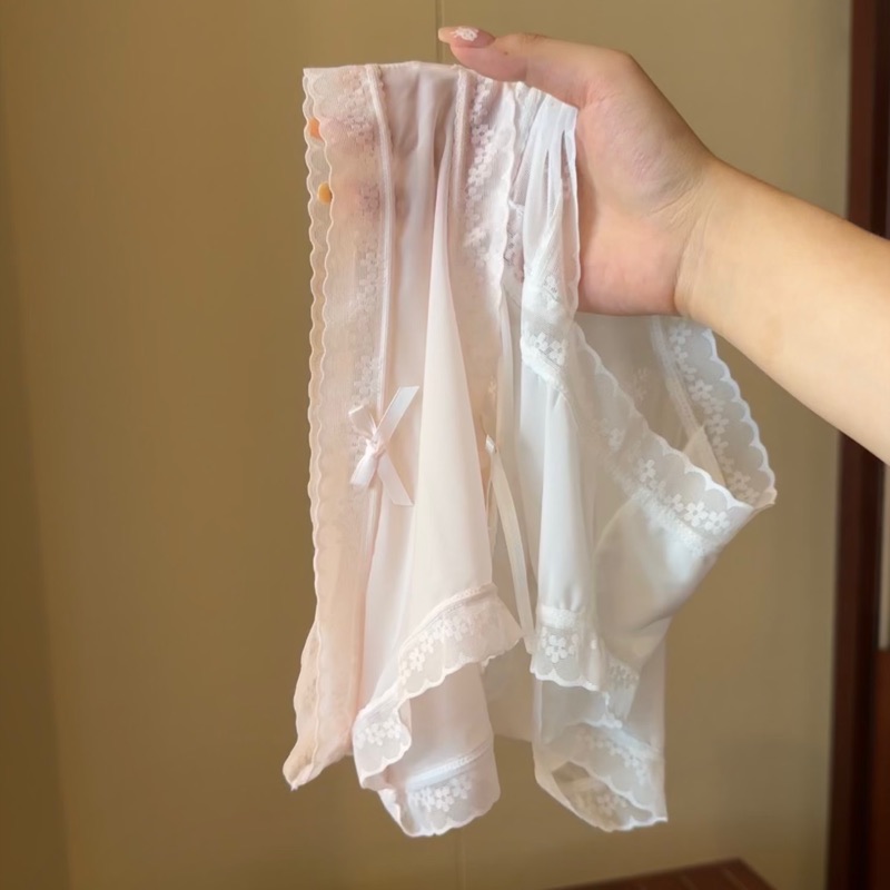 “奶油少女”【屁屁面膜裤】春夏超薄冰丝内裤女生中腰速干蕾丝边