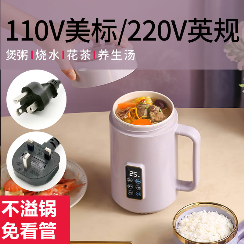 110V小电炖锅美国日本出国旅行便携烧水壶煲汤英规一体式养生壶