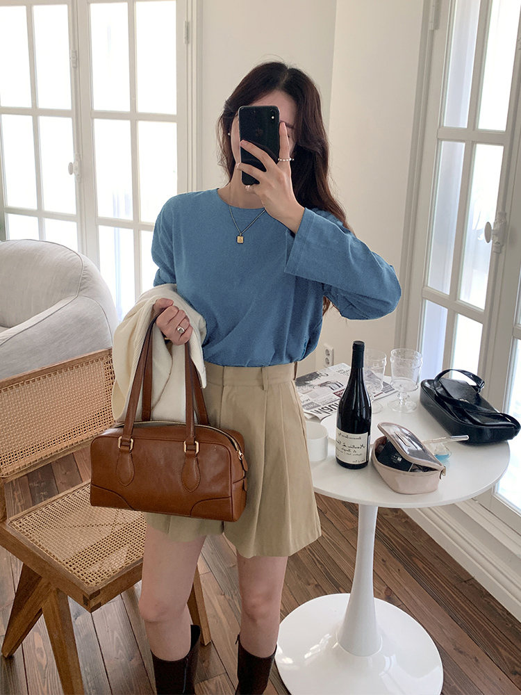 经典百搭T恤秋冬新品宽松韩版内搭外穿圆领长袖t恤上衣女