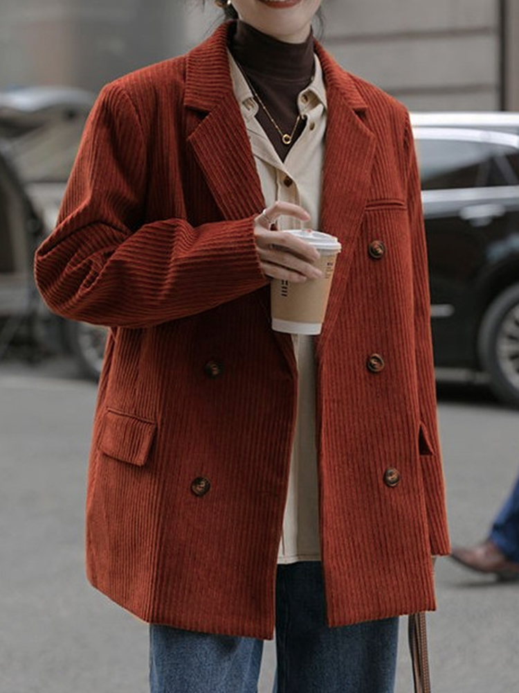 灯芯绒西装女宽松外套通勤西服