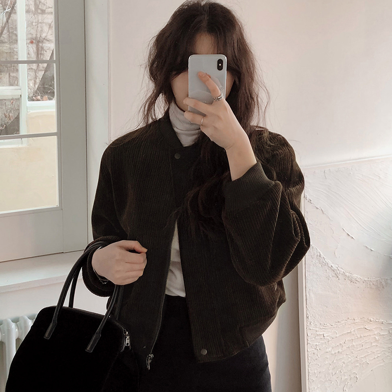 灯芯绒外套女2025新款今年爆款秋冬款高级感韩系短款棒球服夹克