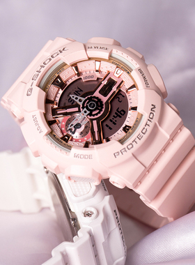 卡西欧独角兽手表女运动樱花粉网红防水表GMA-S110MP-4A1 NP SR