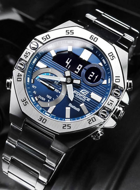 卡西欧农家橡树手表男赛车金属八角型蓝牙手表ECB-10D-2A P