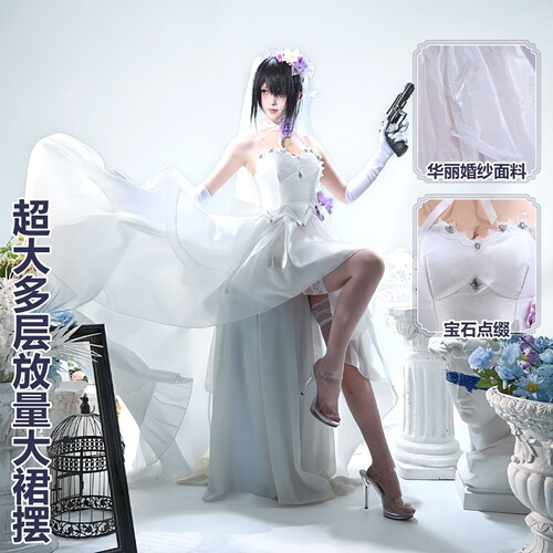 约会大作战cos时崎狂三花嫁婚纱