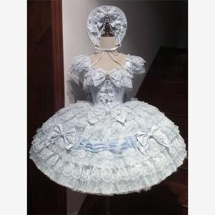 云端雪羽~白茶少女现货原创设计Lolita洋装花嫁jsk吊带连衣裙套装