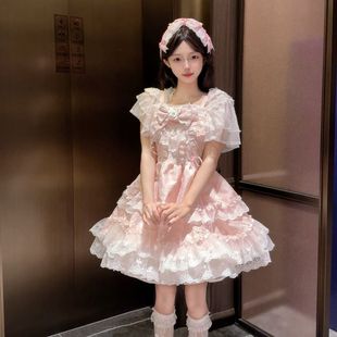 原创设计Lolita洋装 莺龄少女 芭蕾风jsk吊带连衣裙套装 樱恋曲