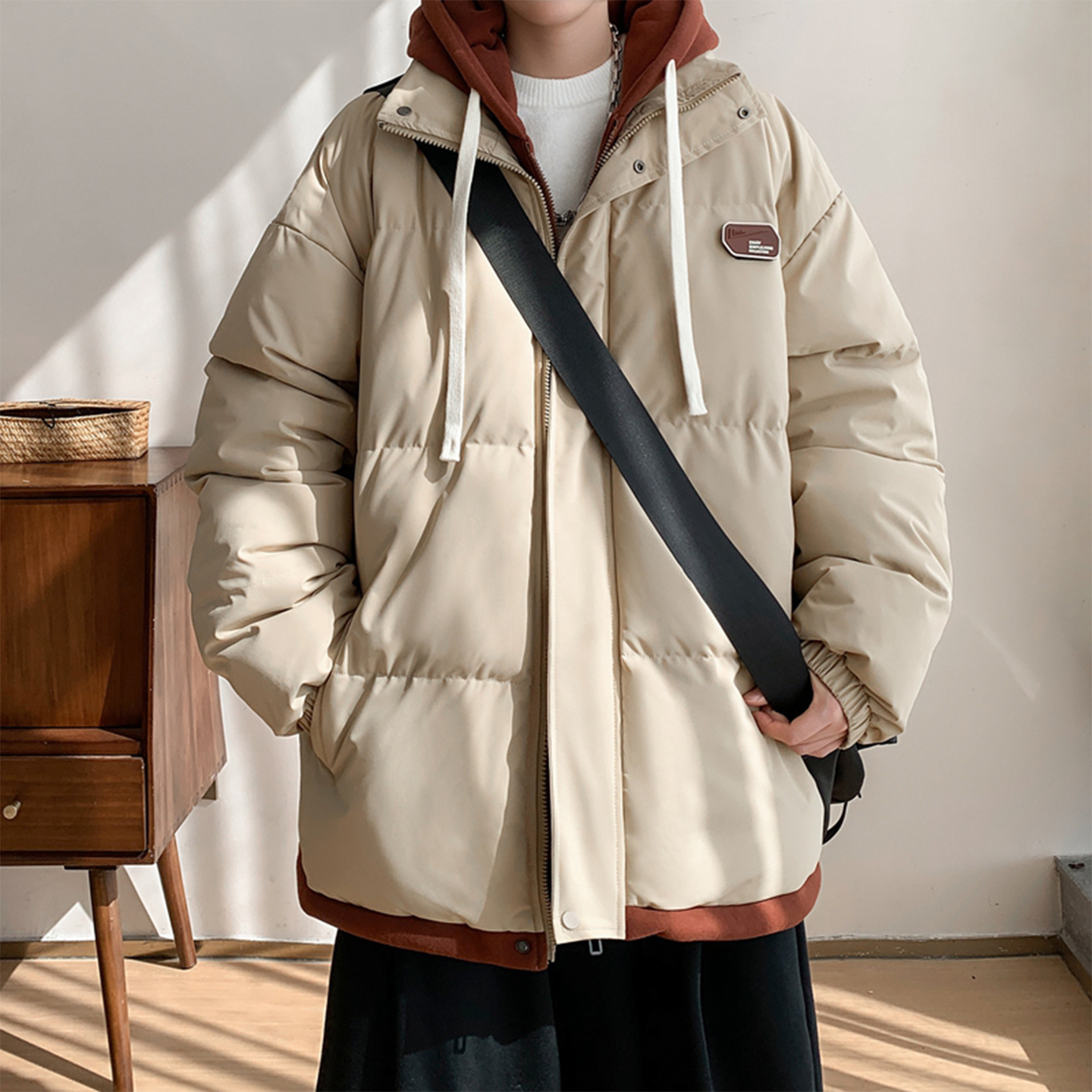 假两件棉服男款冬季宽松休闲加厚