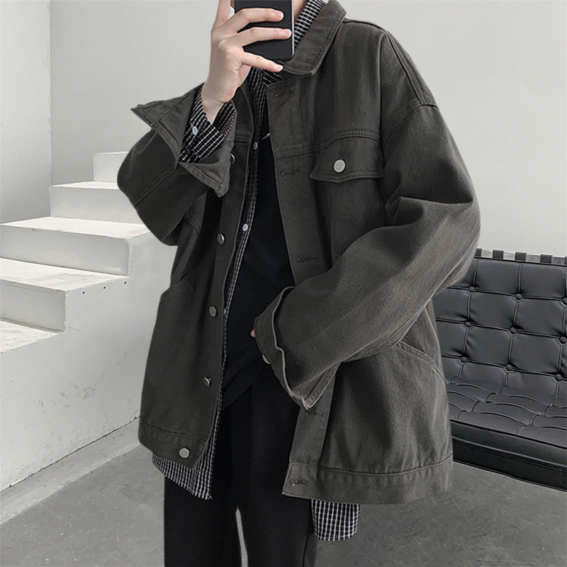 那不勒斯牛仔外套男春秋潮牌宽松